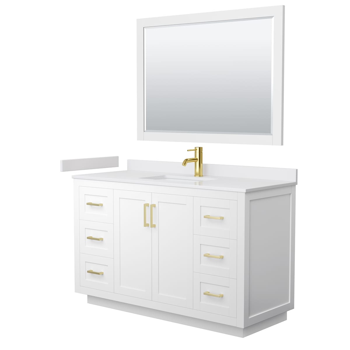 Miranda 54" Free Standing Single Basin Vanity Set with Cabinet, Cultured Marble Vanity Top, and Framed Mirror