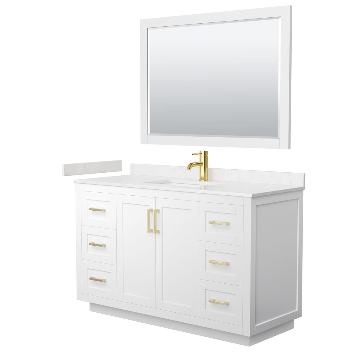 Miranda 54" Free Standing Single Basin Vanity Set with Cabinet, Cultured Marble Vanity Top, and Framed Mirror
