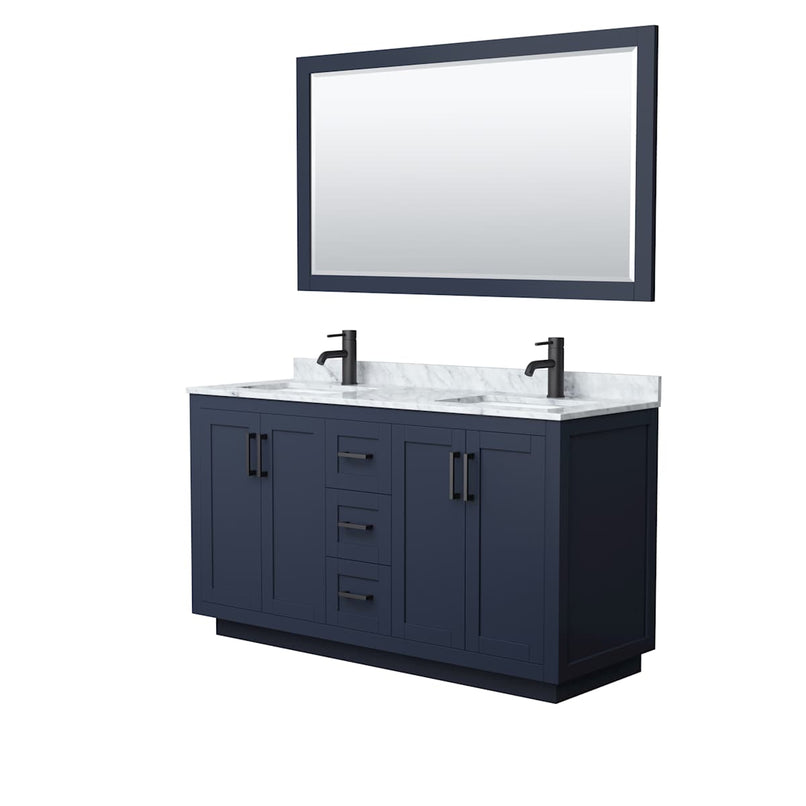 Miranda 60" Free Standing Double Basin Vanity Set with Cabinet, Marble Vanity Top, and Framed Mirror - image 2
