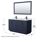 Miranda 60" Free Standing Double Basin Vanity Set with Cabinet, Marble Vanity Top, and Framed Mirror - image 6