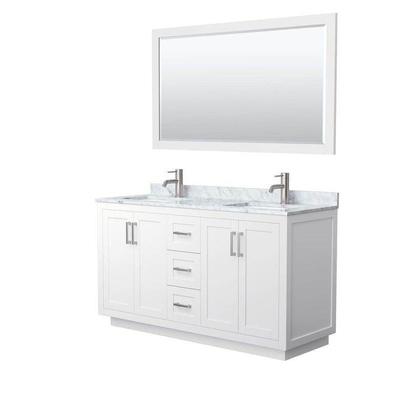 Miranda 60" Free Standing Double Basin Vanity Set with Cabinet, Marble Vanity Top, and Framed Mirror - image 8
