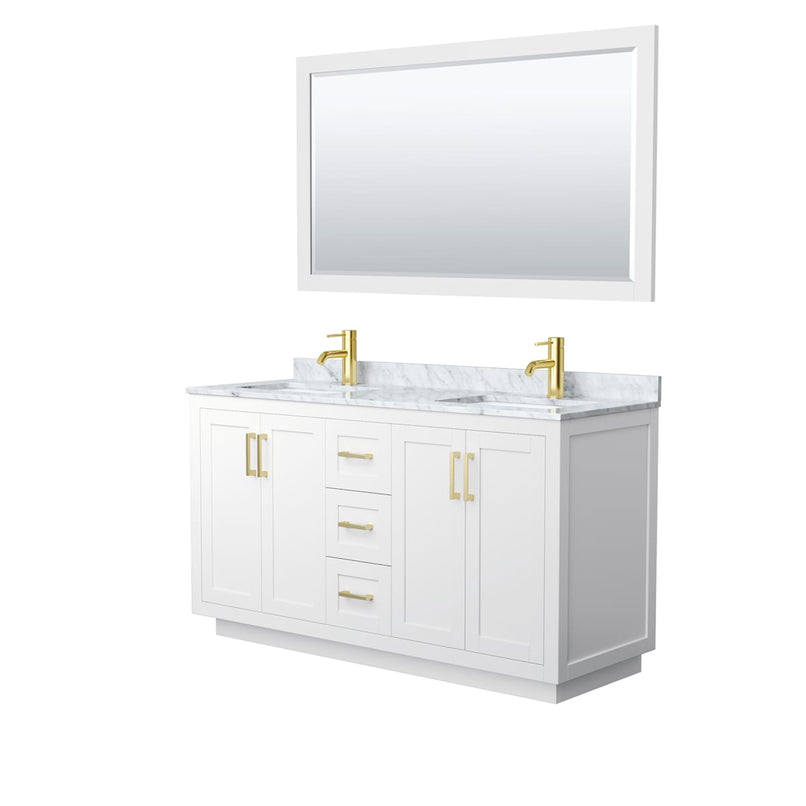 Miranda 60" Free Standing Double Basin Vanity Set with Cabinet, Marble Vanity Top, and Framed Mirror - image 9