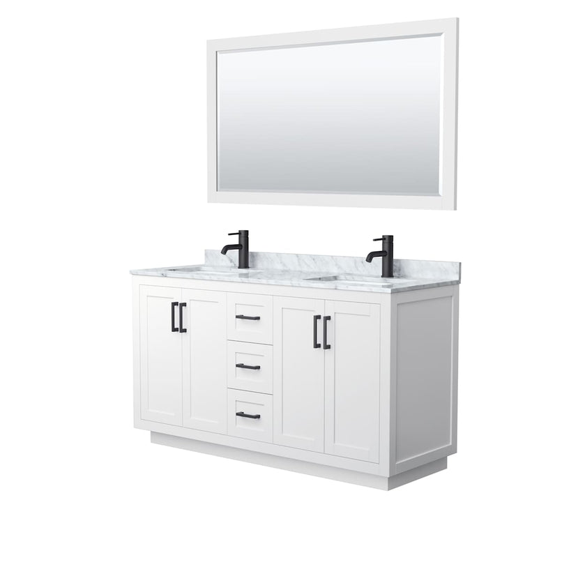 Miranda 60" Free Standing Double Basin Vanity Set with Cabinet, Marble Vanity Top, and Framed Mirror - image 11