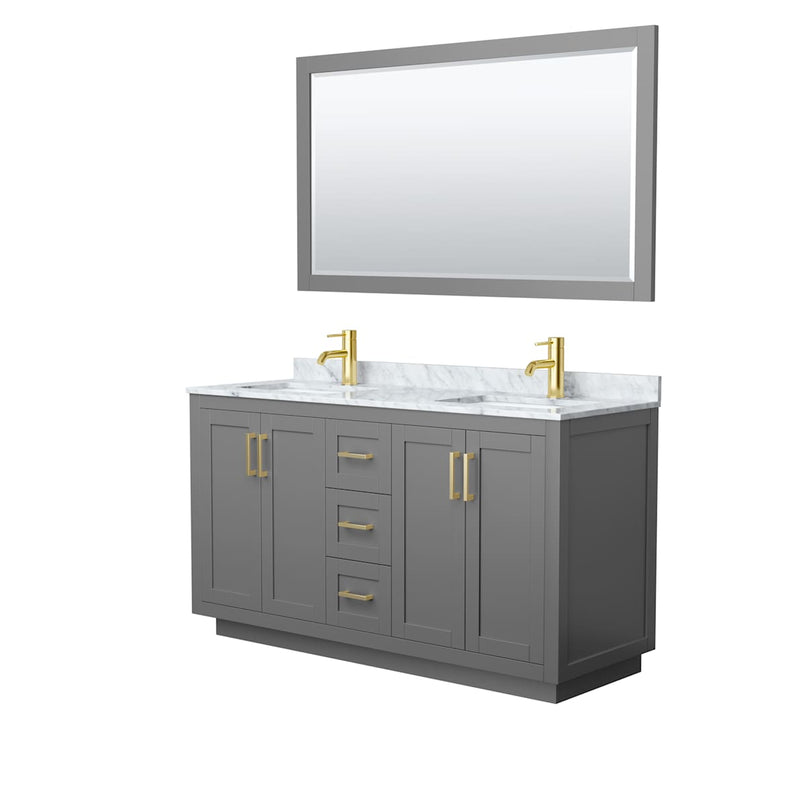 Miranda 60" Free Standing Double Basin Vanity Set with Cabinet, Marble Vanity Top, and Framed Mirror - image 15