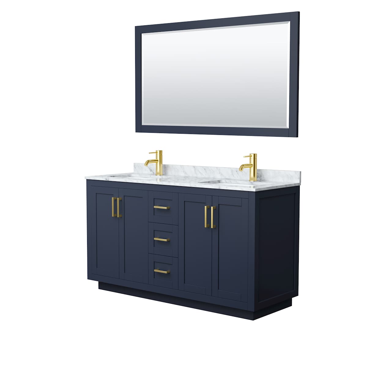 Miranda 60" Free Standing Double Basin Vanity Set with Cabinet, Marble Vanity Top, and Framed Mirror - image 21