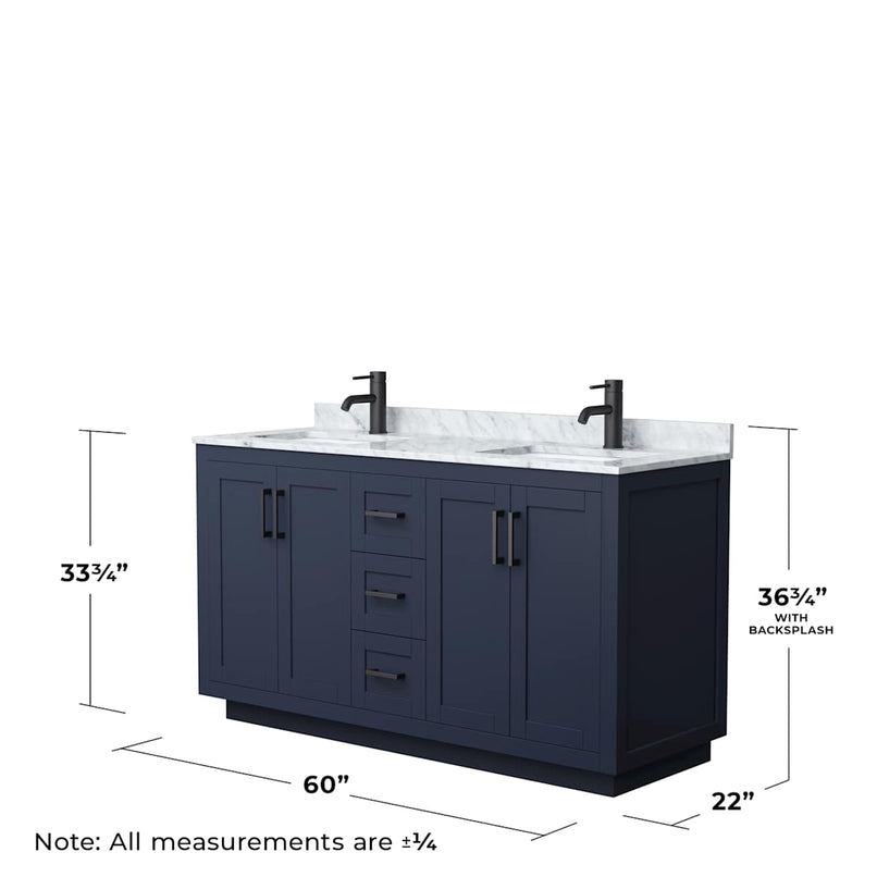 Miranda 60" Free Standing Double Basin Vanity Set with Cabinet and Marble Vanity Top - image 5