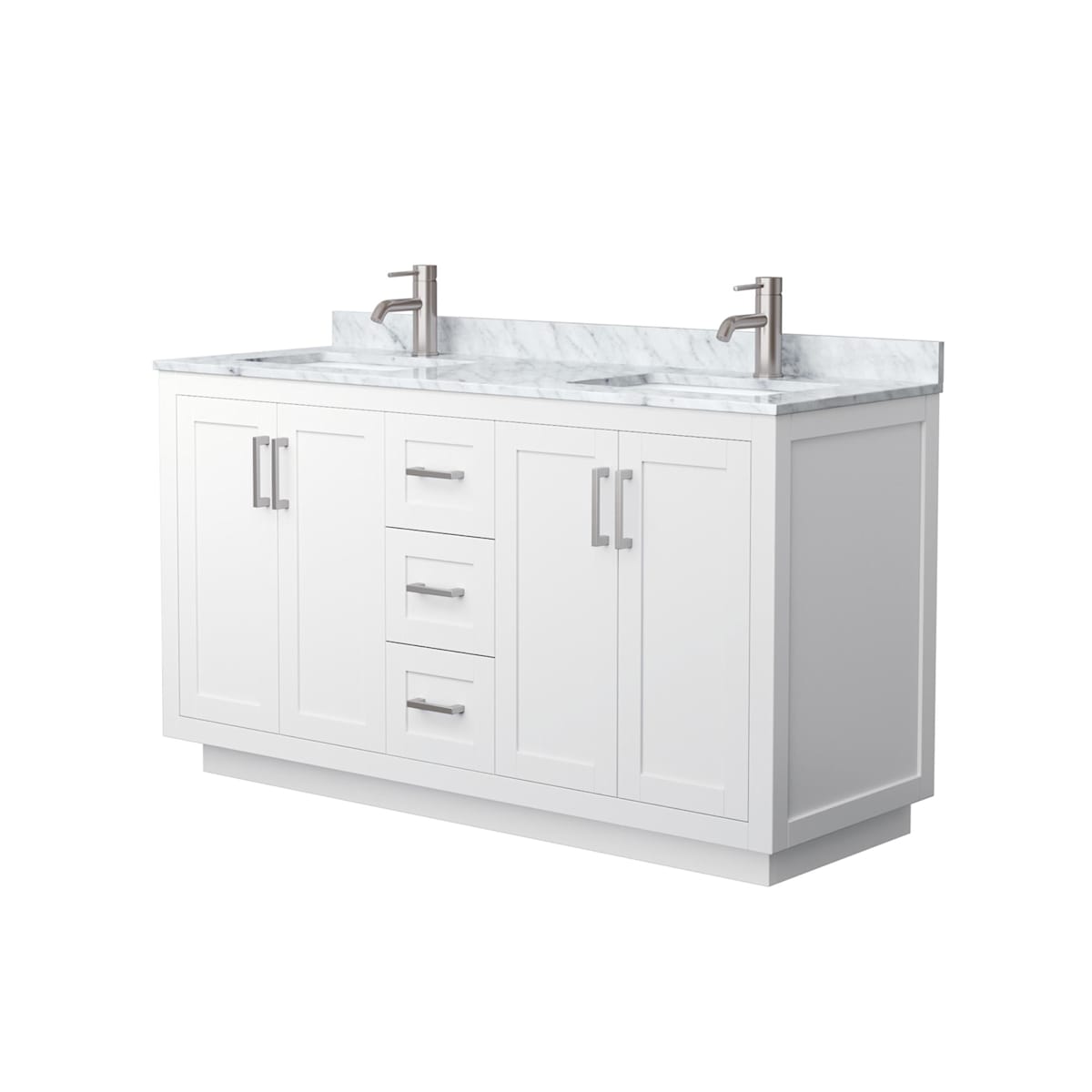 Miranda 60" Free Standing Double Basin Vanity Set with Cabinet and Marble Vanity Top