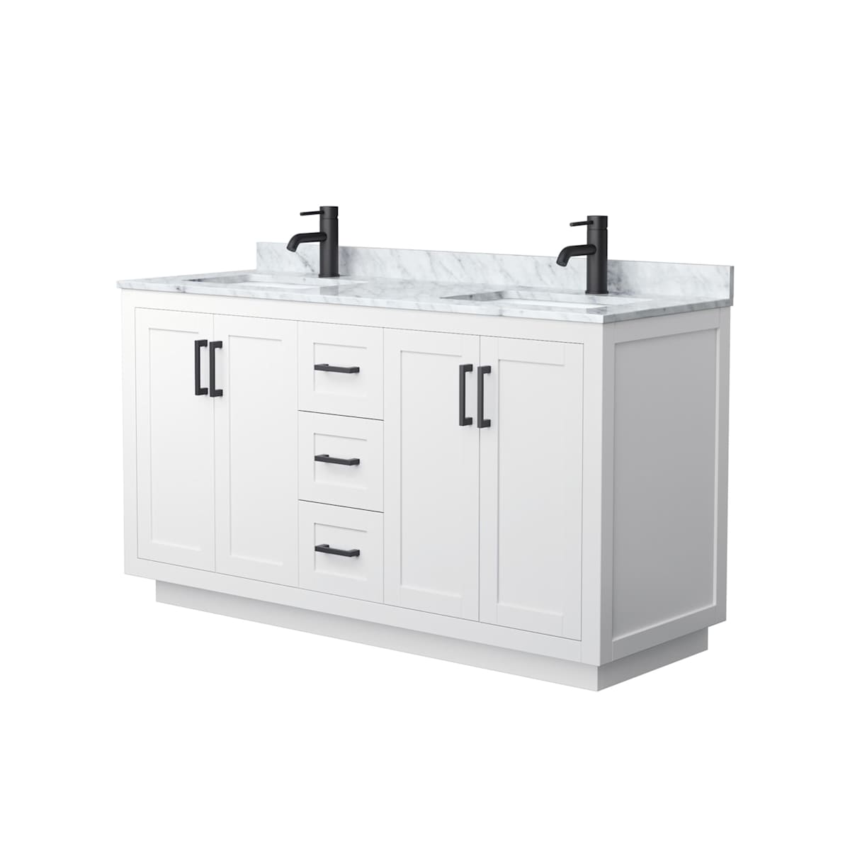 Miranda 60" Free Standing Double Basin Vanity Set with Cabinet and Marble Vanity Top