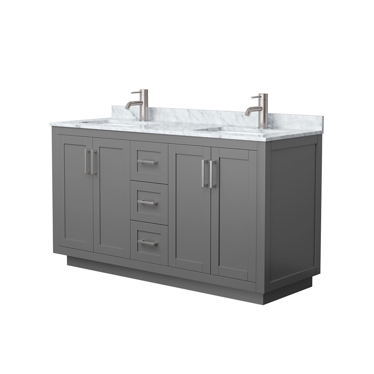 Miranda 60" Free Standing Double Basin Vanity Set with Cabinet and Marble Vanity Top