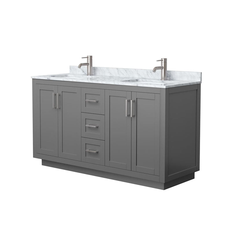 Miranda 60" Free Standing Double Basin Vanity Set with Cabinet and Marble Vanity Top - image 10