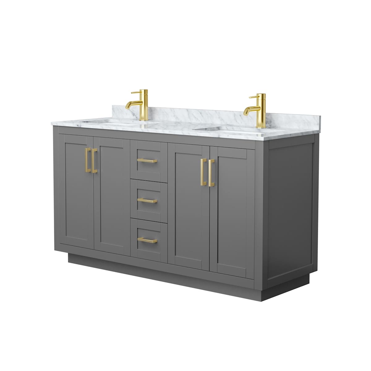 Miranda 60" Free Standing Double Basin Vanity Set with Cabinet and Marble Vanity Top