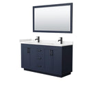 Miranda 60" Free Standing Double Basin Vanity Set with Cabinet, Cultured Marble Vanity Top, and Framed Mirror - image 2
