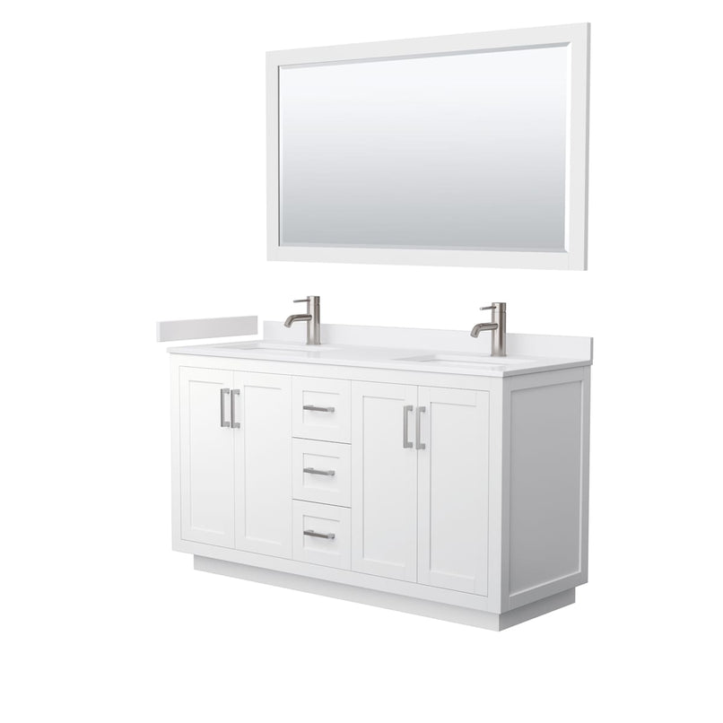 Miranda 60" Free Standing Double Basin Vanity Set with Cabinet, Cultured Marble Vanity Top, and Framed Mirror - image 7