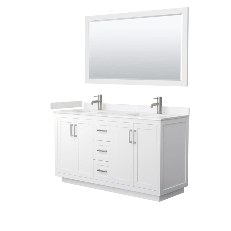 Miranda 60" Free Standing Double Basin Vanity Set with Cabinet, Cultured Marble Vanity Top, and Framed Mirror - image 8