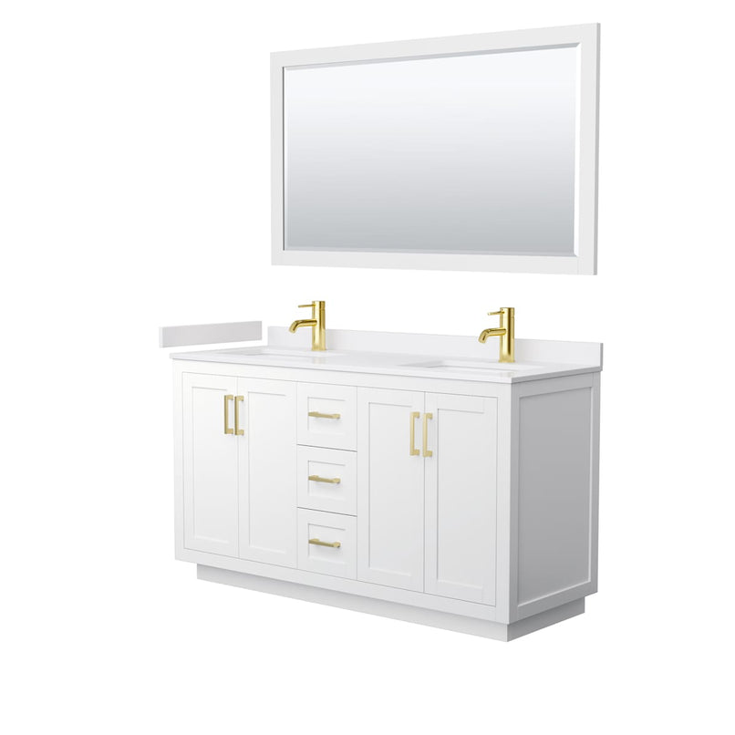 Miranda 60" Free Standing Double Basin Vanity Set with Cabinet, Cultured Marble Vanity Top, and Framed Mirror - image 10