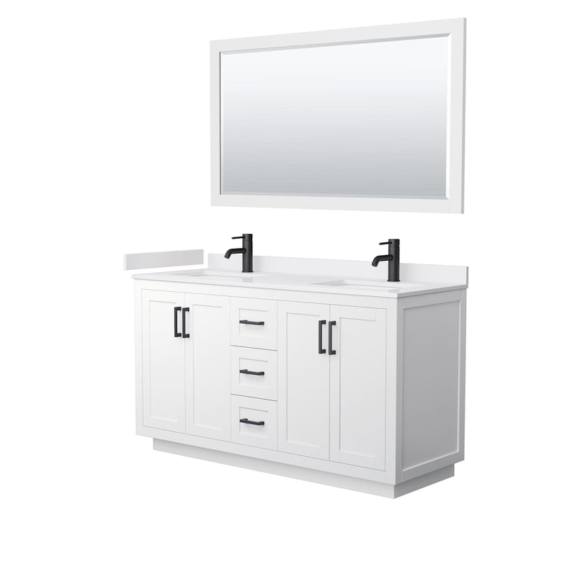 Miranda 60" Free Standing Double Basin Vanity Set with Cabinet, Cultured Marble Vanity Top, and Framed Mirror - image 12
