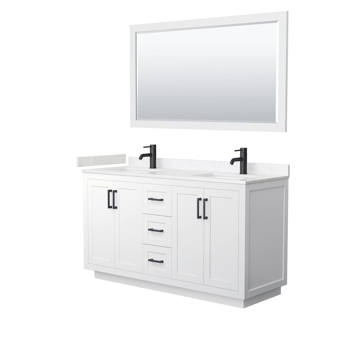 Miranda 60" Free Standing Double Basin Vanity Set with Cabinet, Cultured Marble Vanity Top, and Framed Mirror - image 14