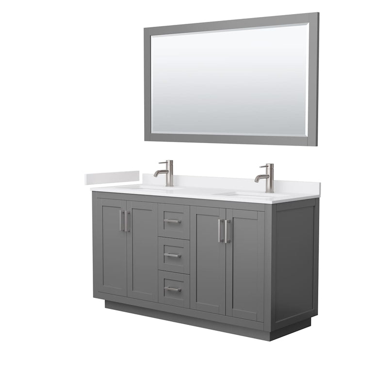 Miranda 60" Free Standing Double Basin Vanity Set with Cabinet, Cultured Marble Vanity Top, and Framed Mirror - image 15