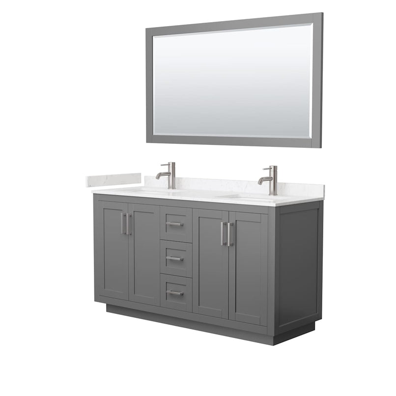 Miranda 60" Free Standing Double Basin Vanity Set with Cabinet, Cultured Marble Vanity Top, and Framed Mirror - image 16