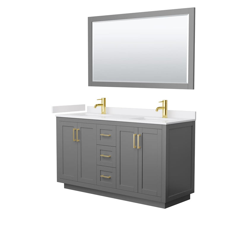 Miranda 60" Free Standing Double Basin Vanity Set with Cabinet, Cultured Marble Vanity Top, and Framed Mirror - image 21