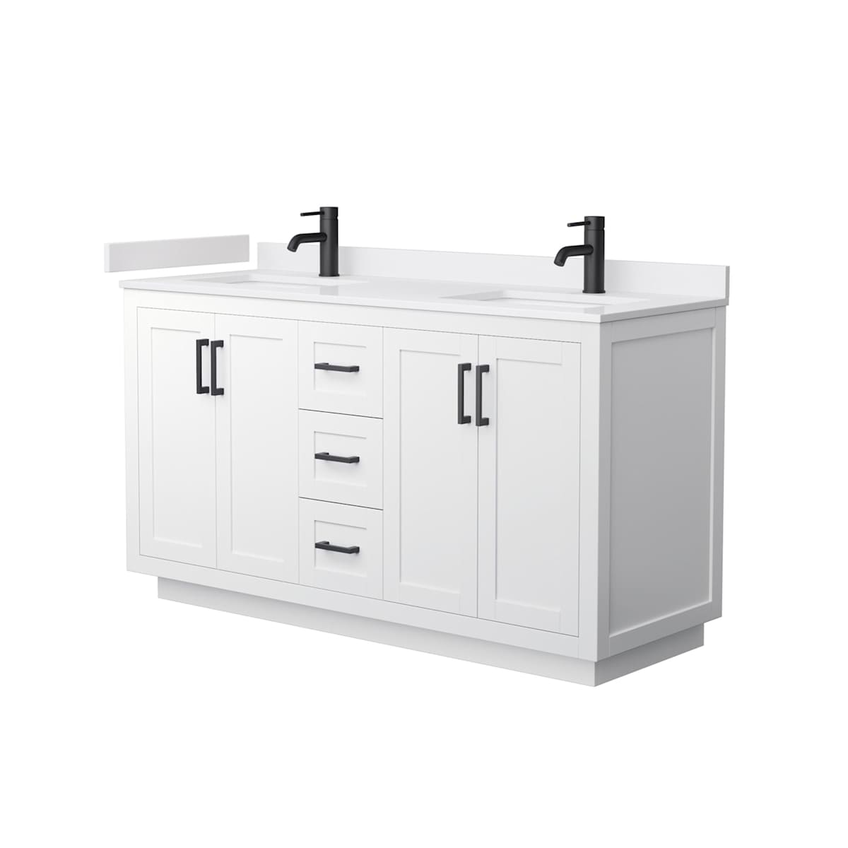 Miranda 60" Free Standing Double Basin Vanity Set with Cabinet and Cultured Marble Vanity Top