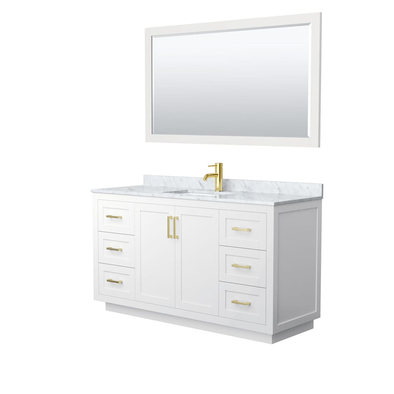 Miranda 60" Free Standing Single Basin Vanity Set with Cabinet, Marble Vanity Top, and Framed Mirror - image 9