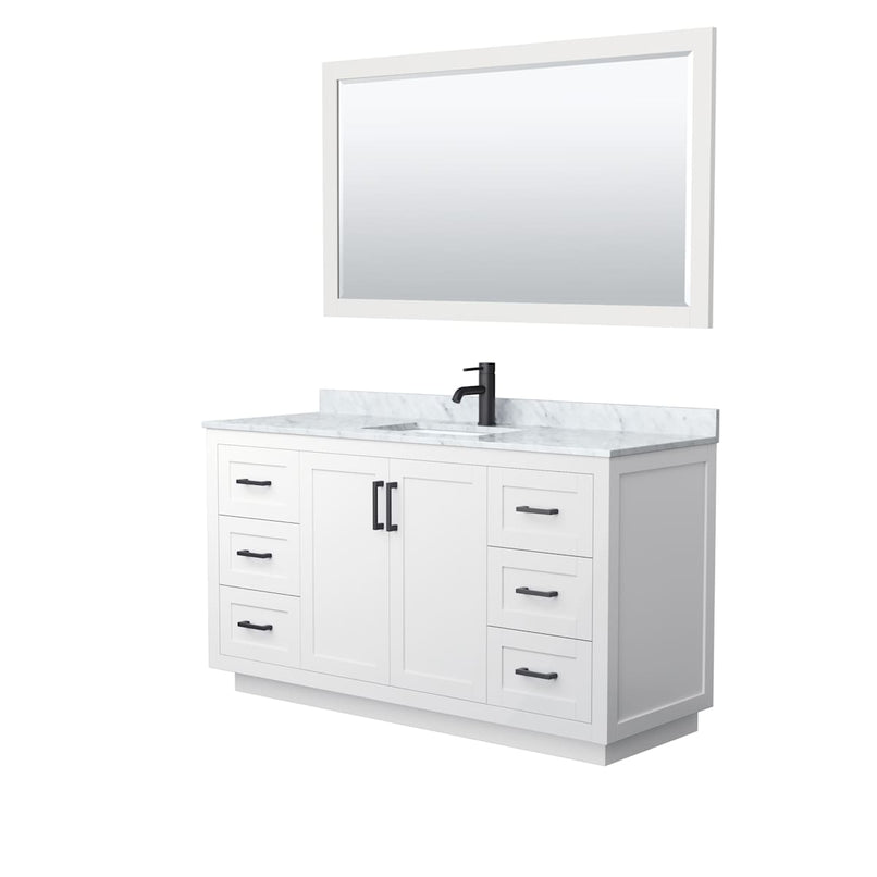 Miranda 60" Free Standing Single Basin Vanity Set with Cabinet, Marble Vanity Top, and Framed Mirror - image 10