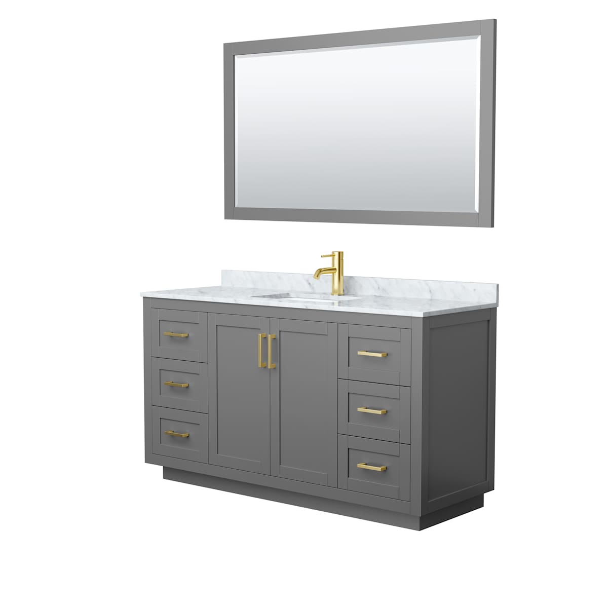 Miranda 60" Free Standing Single Basin Vanity Set with Cabinet, Marble Vanity Top, and Framed Mirror - image 13