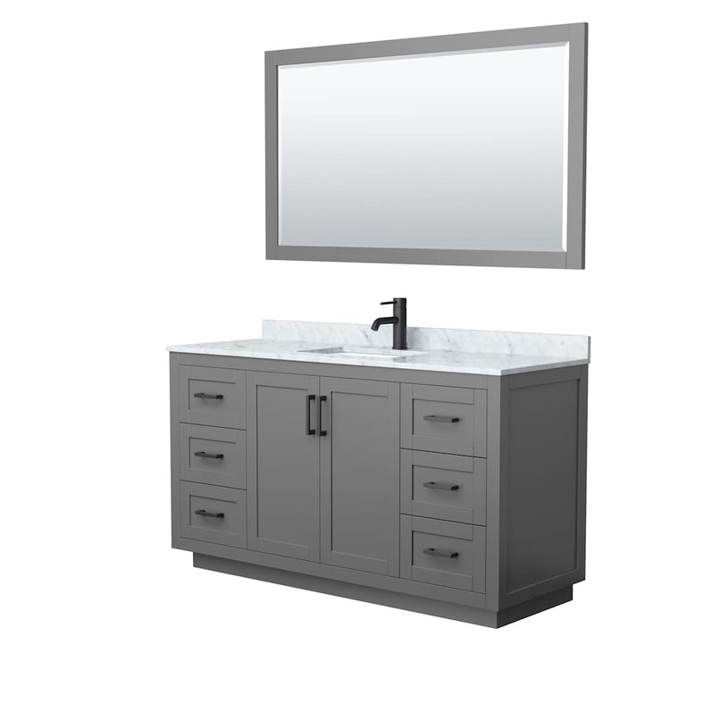 Miranda 60" Free Standing Single Basin Vanity Set with Cabinet, Marble Vanity Top, and Framed Mirror - image 16