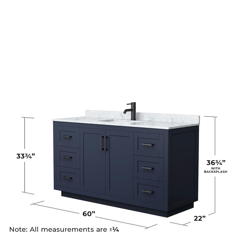Miranda 60" Free Standing Single Basin Vanity Set with Cabinet and Marble Vanity Top - image 5