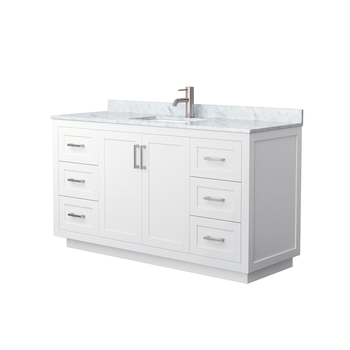 Miranda 60" Free Standing Single Basin Vanity Set with Cabinet and Marble Vanity Top