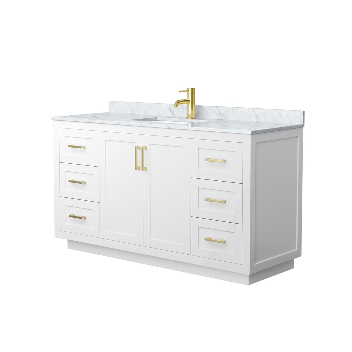 Miranda 60" Free Standing Single Basin Vanity Set with Cabinet and Marble Vanity Top