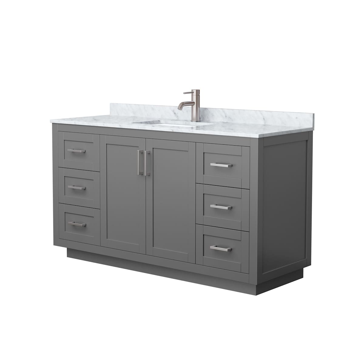 Miranda 60" Free Standing Single Basin Vanity Set with Cabinet and Marble Vanity Top