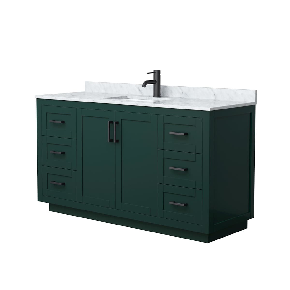Miranda 60" Free Standing Single Basin Vanity Set with Cabinet and Marble Vanity Top