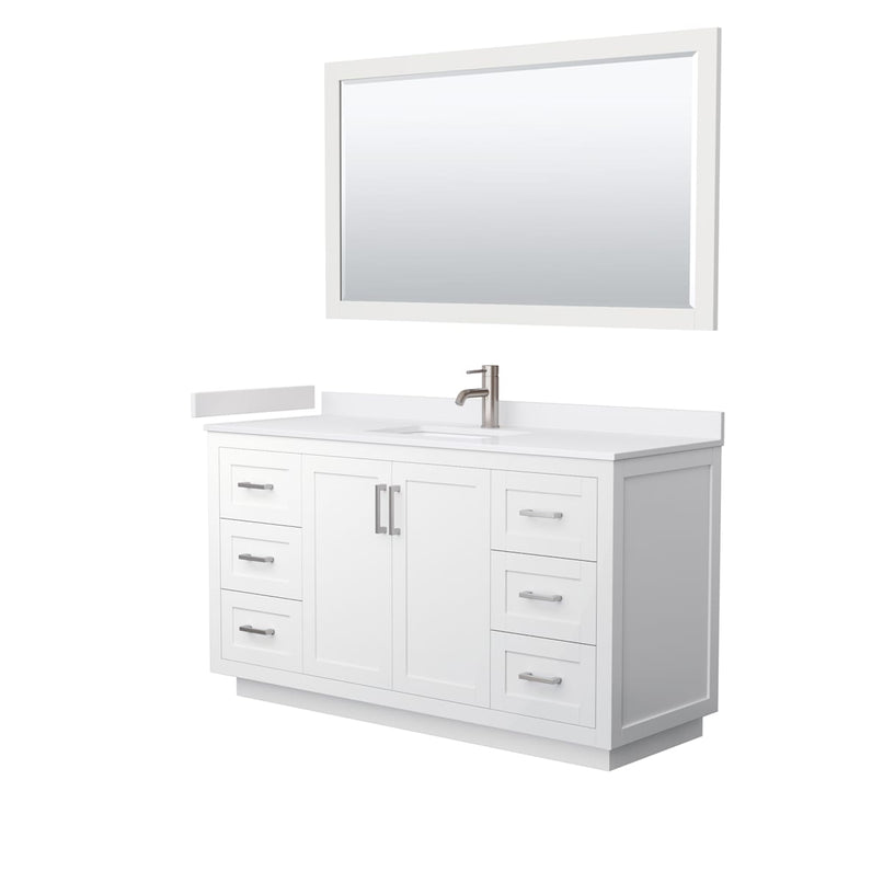 Miranda 60" Free Standing Single Basin Vanity Set with Cabinet, Cultured Marble Vanity Top, and Framed Mirror - image 9