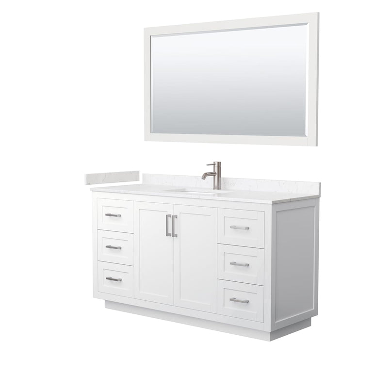 Miranda 60" Free Standing Single Basin Vanity Set with Cabinet, Cultured Marble Vanity Top, and Framed Mirror - image 10