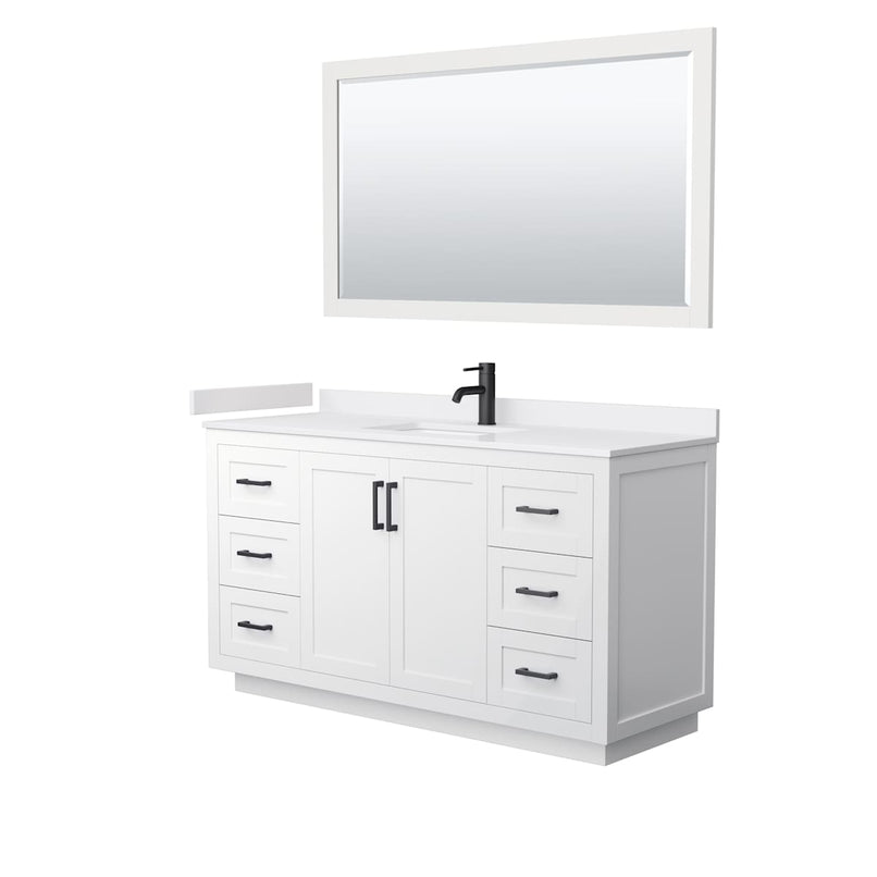 Miranda 60" Free Standing Single Basin Vanity Set with Cabinet, Cultured Marble Vanity Top, and Framed Mirror - image 13