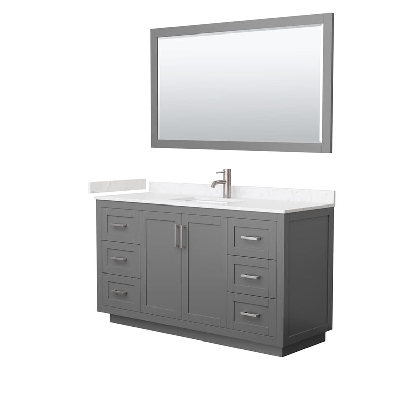 Miranda 60" Free Standing Single Basin Vanity Set with Cabinet, Cultured Marble Vanity Top, and Framed Mirror - image 19