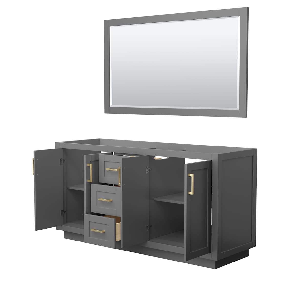 Miranda 66" Double Free Standing Vanity Cabinet - Less Vanity Top - image 13