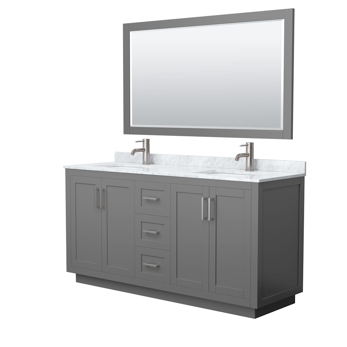 Miranda 66" Free Standing Double Basin Vanity Set with Cabinet, Marble Vanity Top, and Framed Mirror - image 15