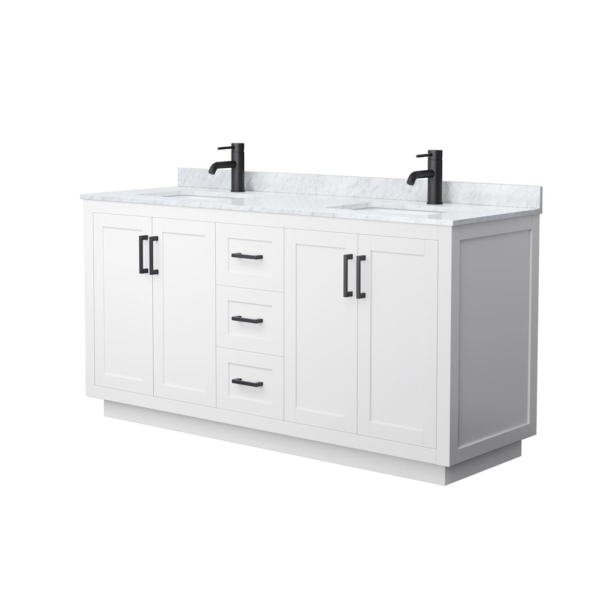 Miranda 66" Free Standing Double Basin Vanity Set with Cabinet and Marble Vanity Top