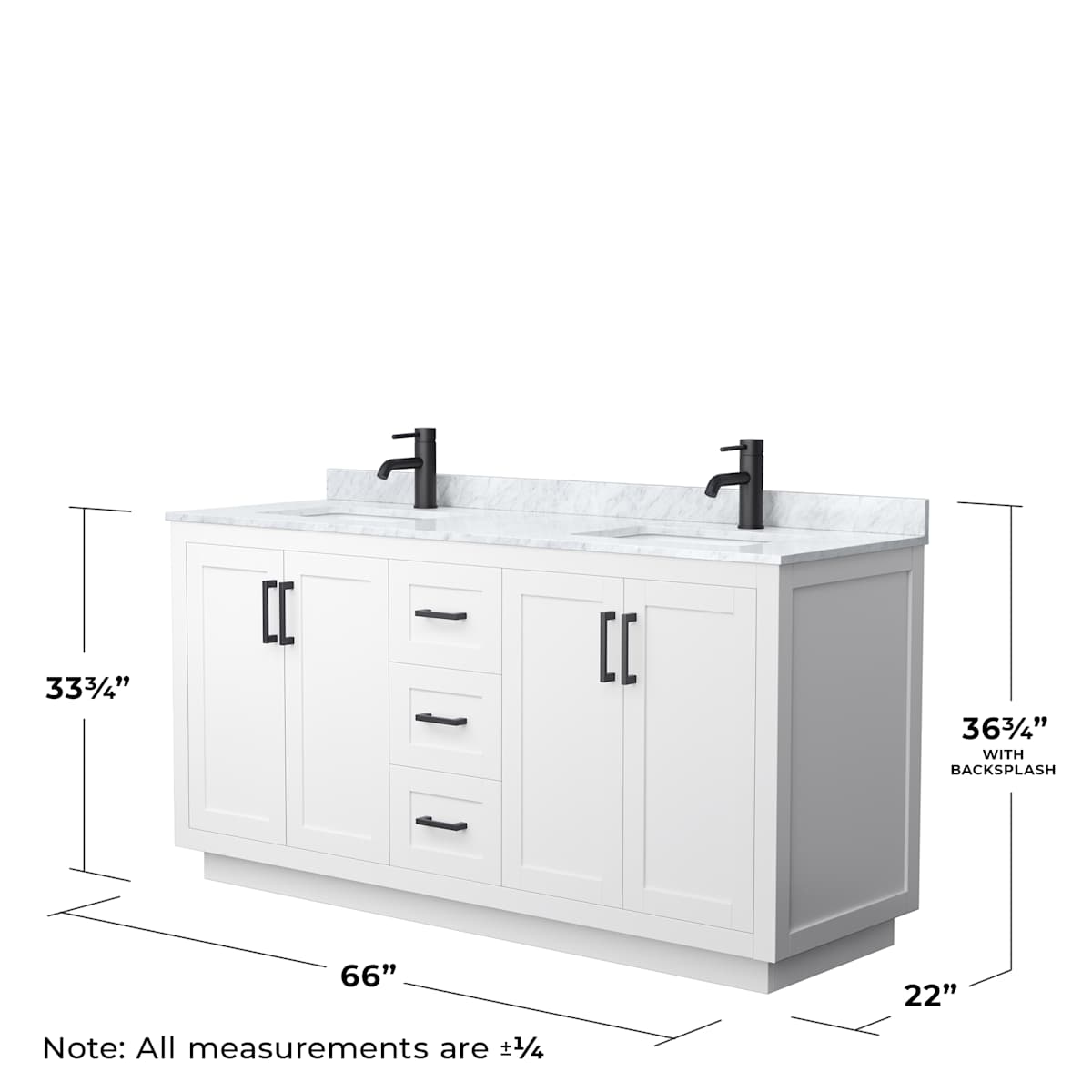 Miranda 66" Free Standing Double Basin Vanity Set with Cabinet and Marble Vanity Top
