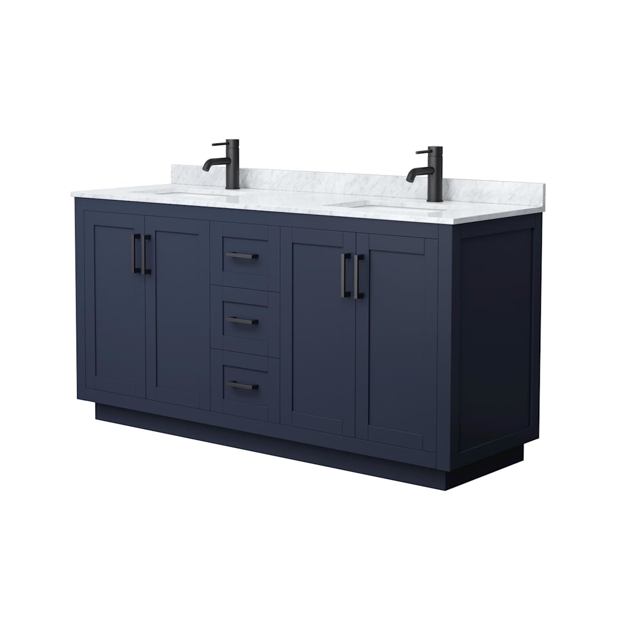 Miranda 66" Free Standing Double Basin Vanity Set with Cabinet and Marble Vanity Top