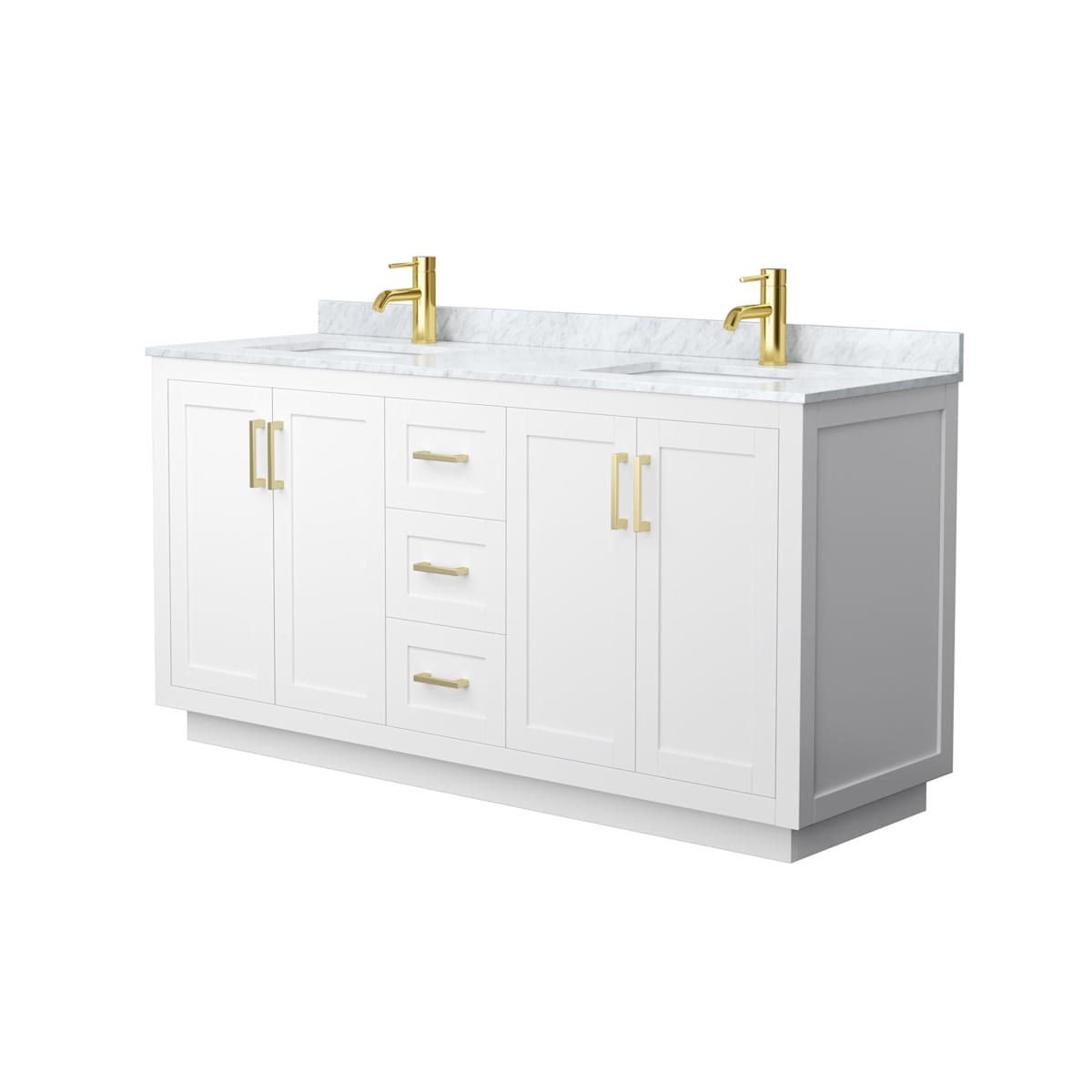 Miranda 66" Free Standing Double Basin Vanity Set with Cabinet and Marble Vanity Top