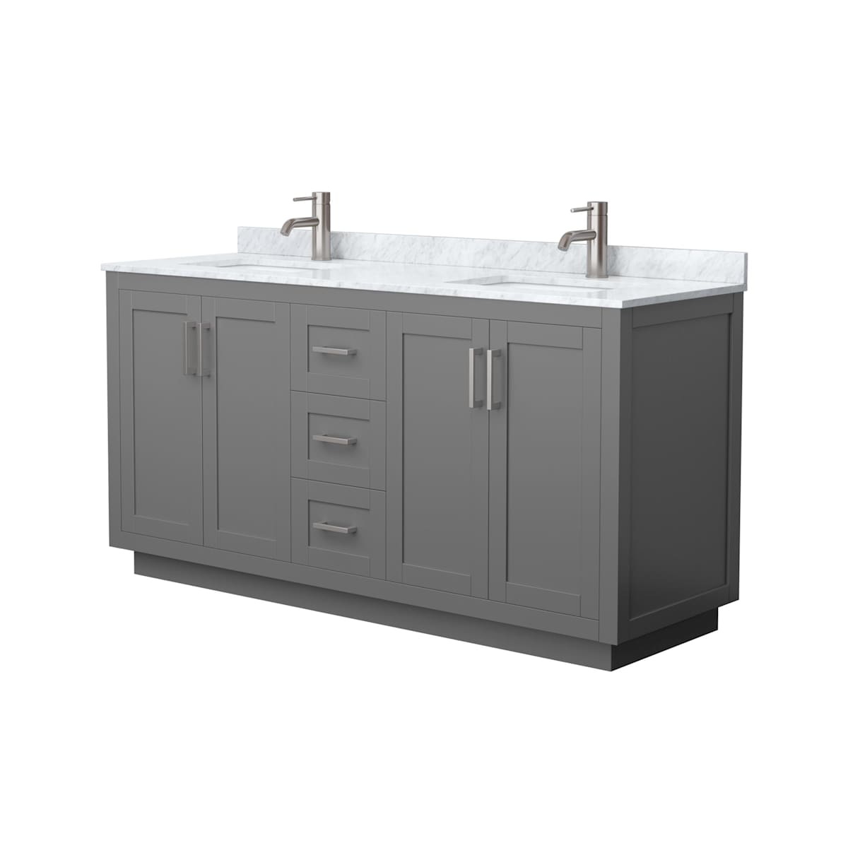 Miranda 66" Free Standing Double Basin Vanity Set with Cabinet and Marble Vanity Top