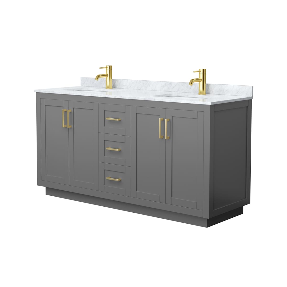 Miranda 66" Free Standing Double Basin Vanity Set with Cabinet and Marble Vanity Top