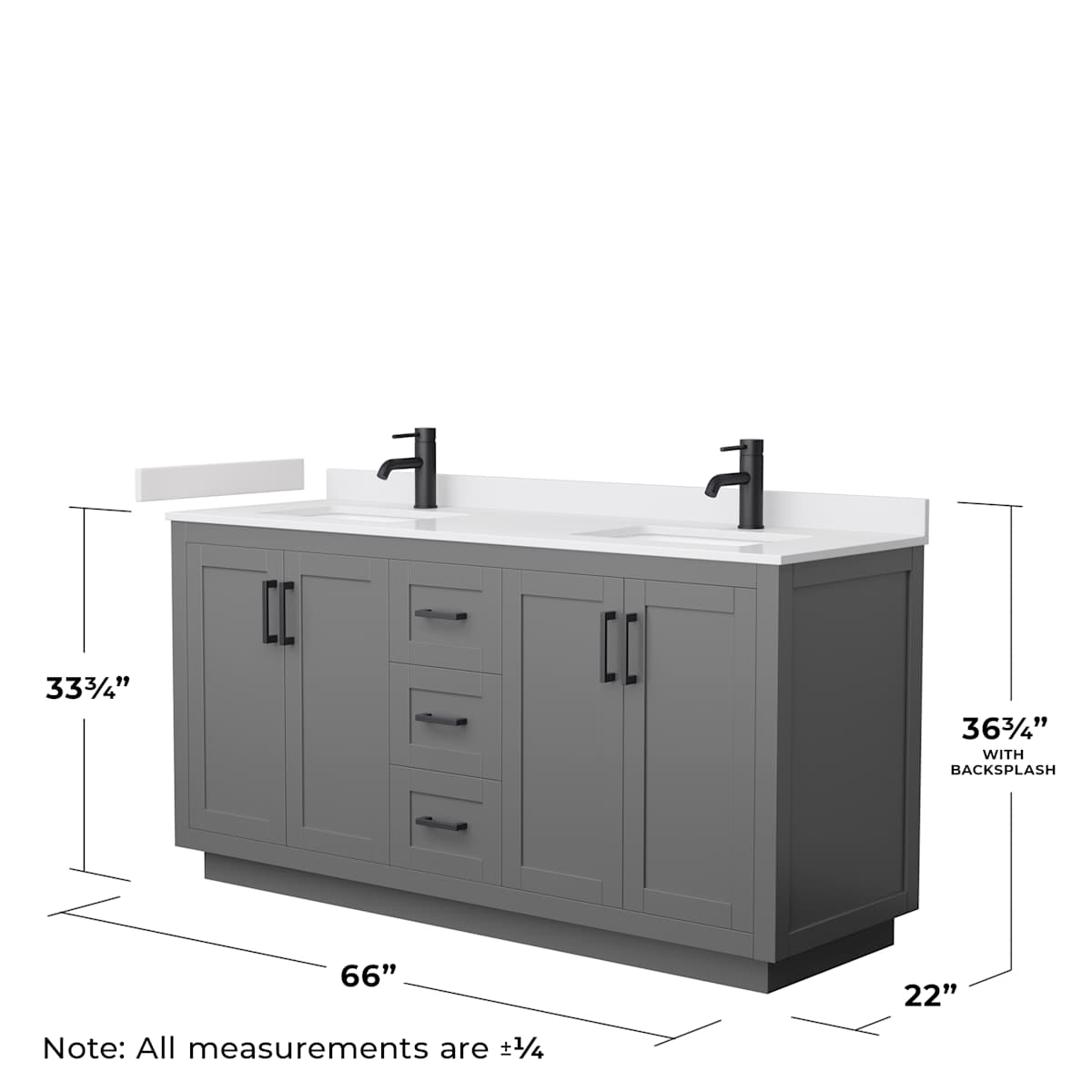 Miranda 66" Free Standing Double Basin Vanity Set with Cabinet and Cultured Marble Vanity Top