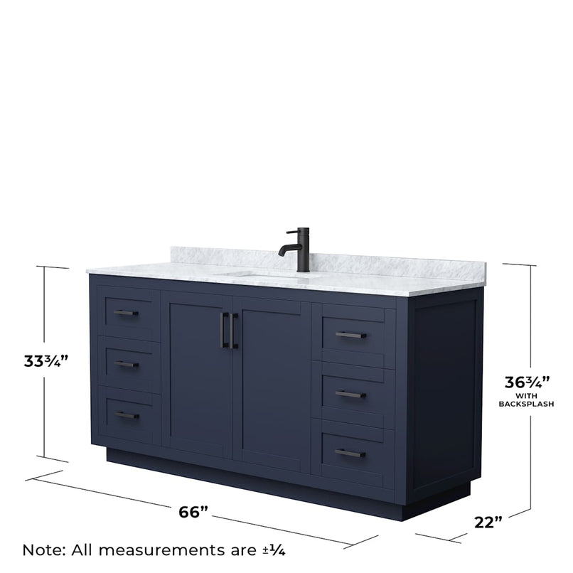 Miranda 66" Free Standing Single Basin Vanity Set with Cabinet, Marble Vanity Top, and Framed Mirror - image 6