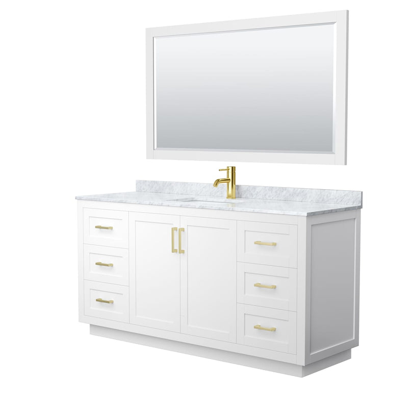 Miranda 66" Free Standing Single Basin Vanity Set with Cabinet, Marble Vanity Top, and Framed Mirror - image 9
