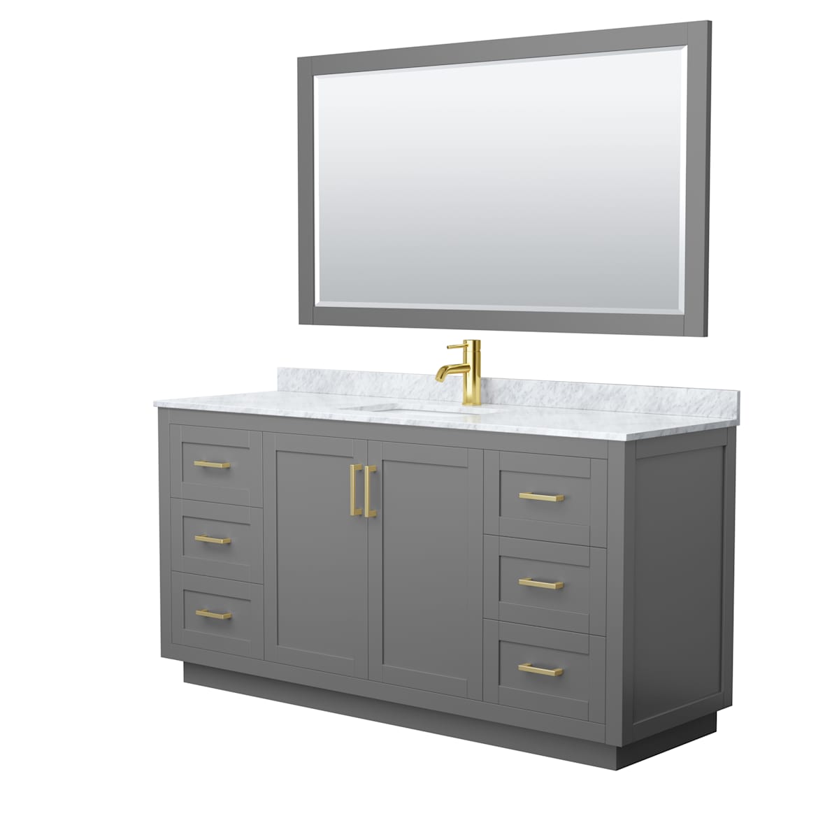 Miranda 66" Free Standing Single Basin Vanity Set with Cabinet, Marble Vanity Top, and Framed Mirror - image 16